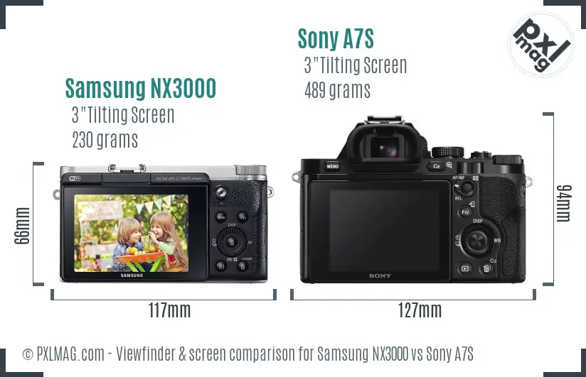 Samsung NX3000 vs Sony A7S Screen and Viewfinder comparison