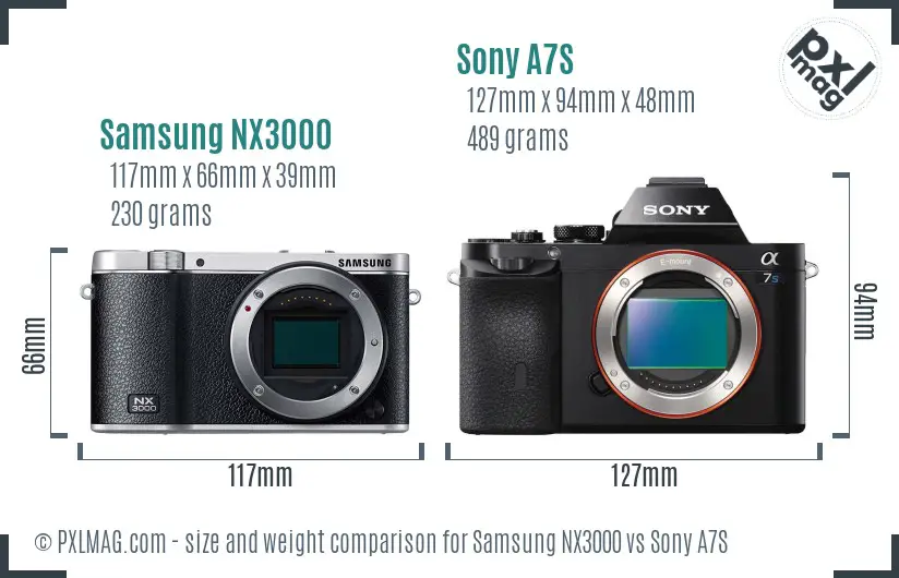 Samsung NX3000 vs Sony A7S size comparison