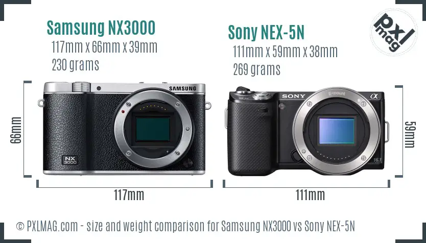 Samsung NX3000 vs Sony NEX-5N size comparison