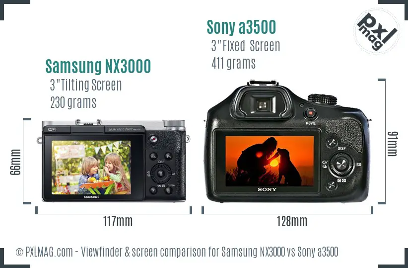 Samsung NX3000 vs Sony a3500 Screen and Viewfinder comparison