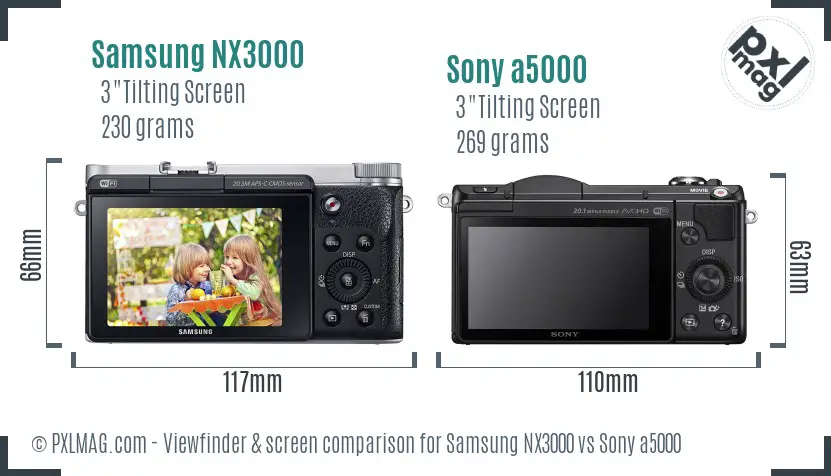 Samsung NX3000 vs Sony a5000 Screen and Viewfinder comparison