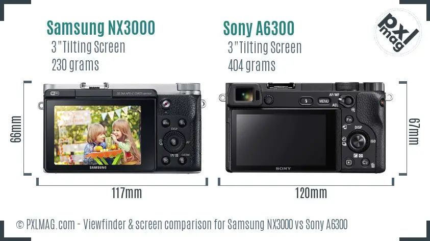 Samsung NX3000 vs Sony A6300 Screen and Viewfinder comparison