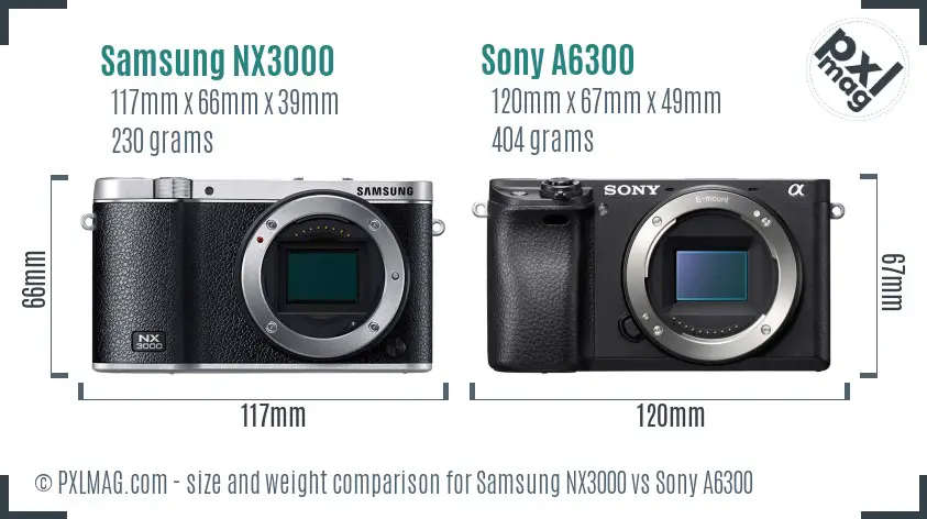 Samsung NX3000 vs Sony A6300 size comparison