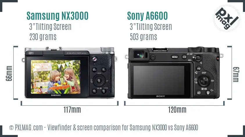 Samsung NX3000 vs Sony A6600 Screen and Viewfinder comparison