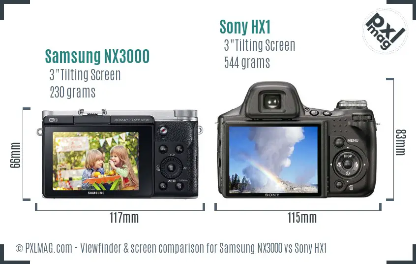 Samsung NX3000 vs Sony HX1 Screen and Viewfinder comparison