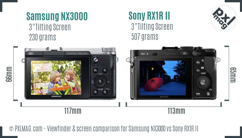 Samsung NX3000 vs Sony RX1R II Screen and Viewfinder comparison