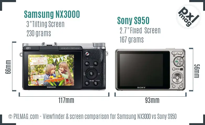 Samsung NX3000 vs Sony S950 Screen and Viewfinder comparison
