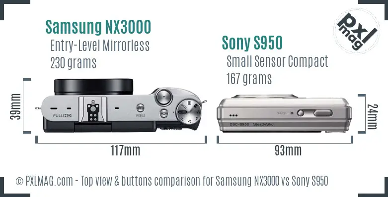 Samsung NX3000 vs Sony S950 top view buttons comparison