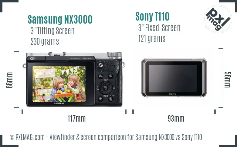 Samsung NX3000 vs Sony T110 Screen and Viewfinder comparison