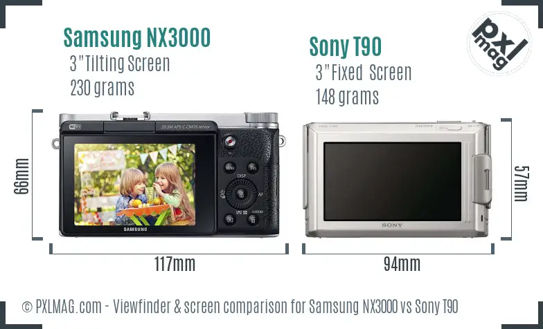 Samsung NX3000 vs Sony T90 Screen and Viewfinder comparison