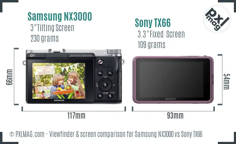 Samsung NX3000 vs Sony TX66 Screen and Viewfinder comparison