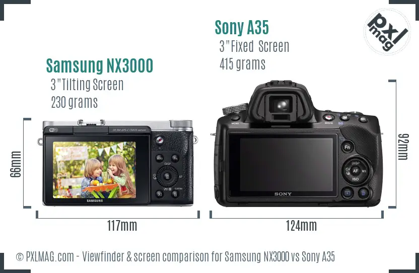 Samsung NX3000 vs Sony A35 Screen and Viewfinder comparison