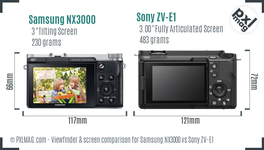 Samsung NX3000 vs Sony ZV-E1 Screen and Viewfinder comparison Samsung NX3000 vs Sony ZV-E1 Screen and Viewfinder comparison