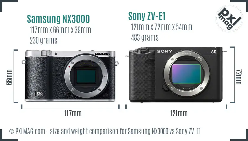 Samsung NX3000 vs Sony ZV-E1 size comparison Samsung NX3000 vs Sony ZV-E1 size comparison