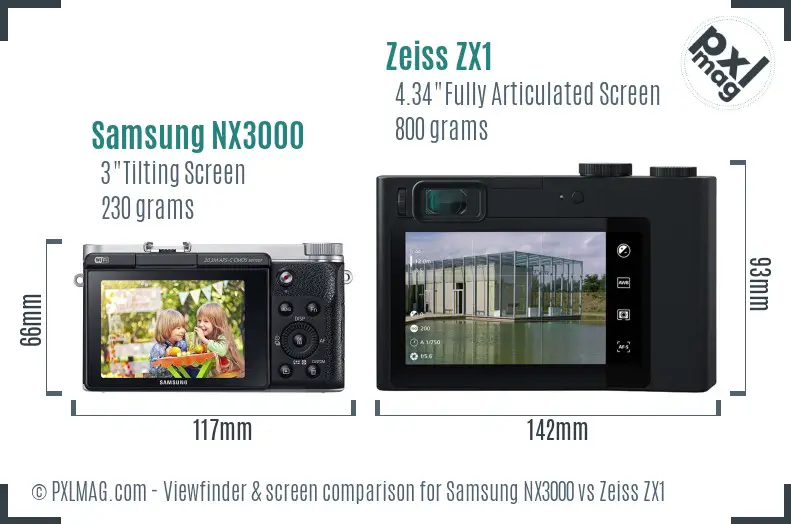 Samsung NX3000 vs Zeiss ZX1 Screen and Viewfinder comparison