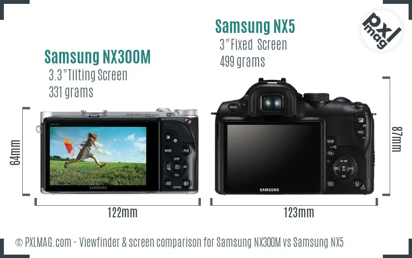 Samsung NX300M vs Samsung NX5 Screen and Viewfinder comparison