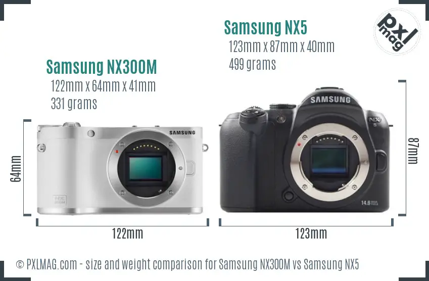 Samsung NX300M vs Samsung NX5 size comparison