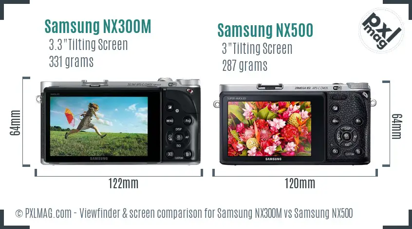 Samsung NX300M vs Samsung NX500 Screen and Viewfinder comparison