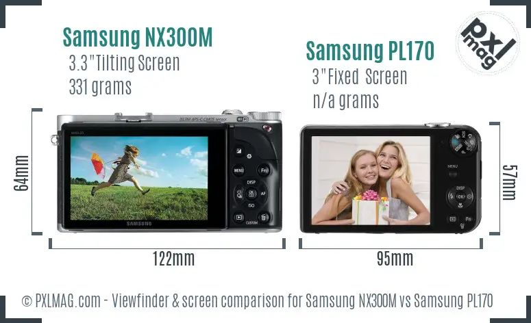 Samsung NX300M vs Samsung PL170 Screen and Viewfinder comparison