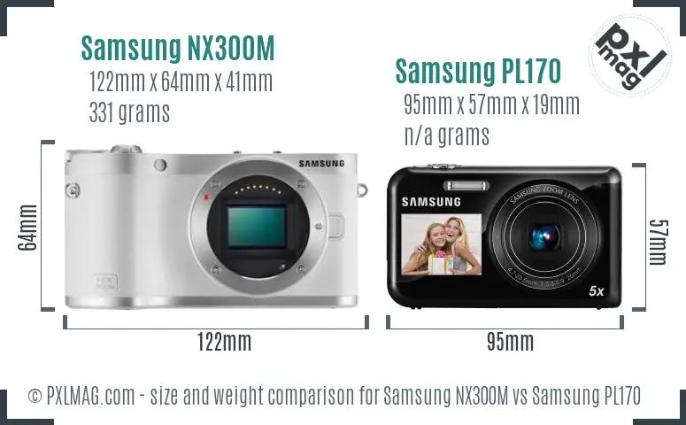 Samsung NX300M vs Samsung PL170 size comparison