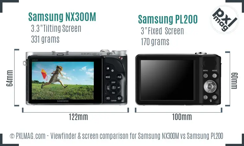 Samsung NX300M vs Samsung PL200 Screen and Viewfinder comparison