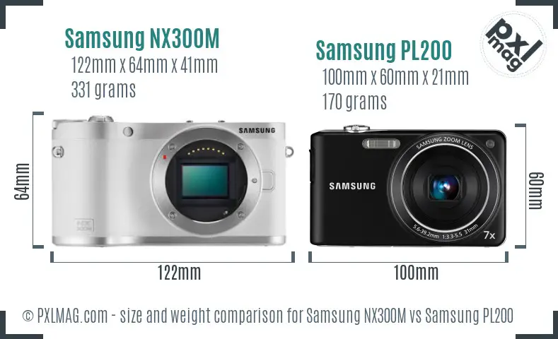 Samsung NX300M vs Samsung PL200 size comparison