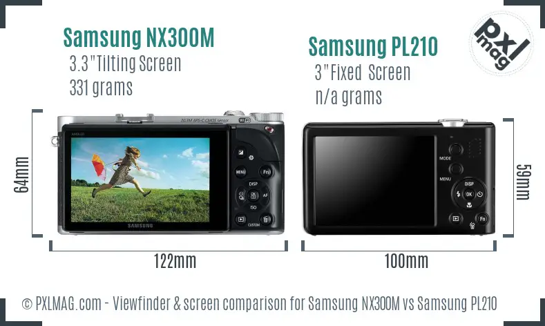 Samsung NX300M vs Samsung PL210 Screen and Viewfinder comparison