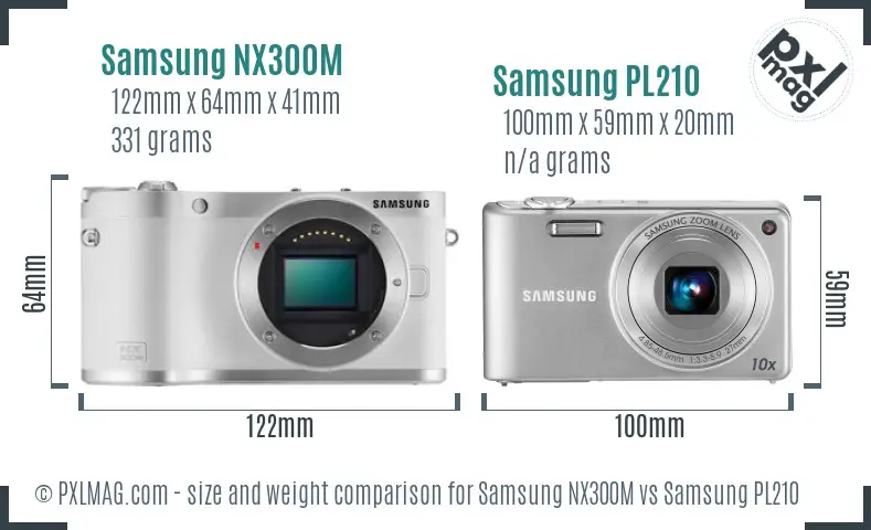 Samsung NX300M vs Samsung PL210 size comparison