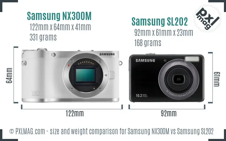 Samsung NX300M vs Samsung SL202 size comparison