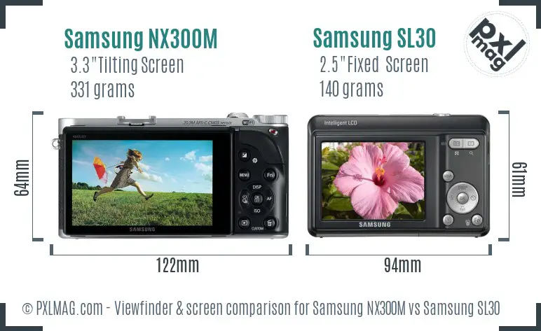 Samsung NX300M vs Samsung SL30 Screen and Viewfinder comparison