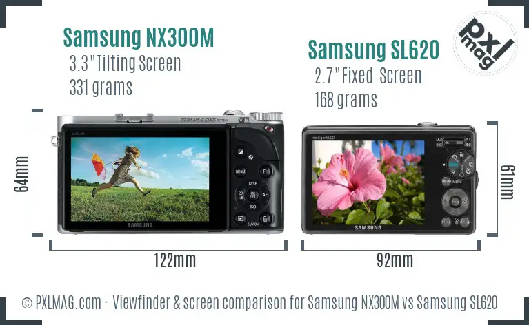 Samsung NX300M vs Samsung SL620 Screen and Viewfinder comparison