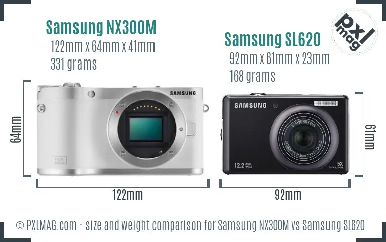 Samsung NX300M vs Samsung SL620 size comparison