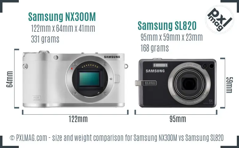 Samsung NX300M vs Samsung SL820 size comparison
