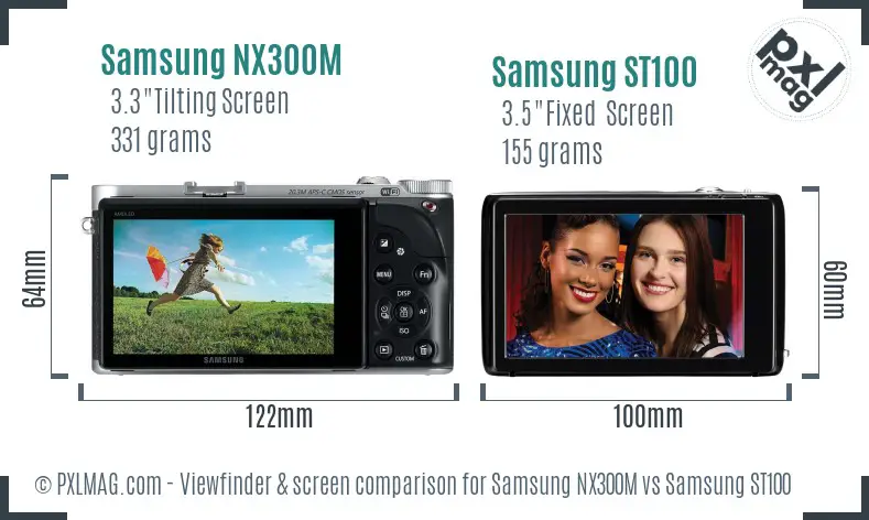 Samsung NX300M vs Samsung ST100 Screen and Viewfinder comparison
