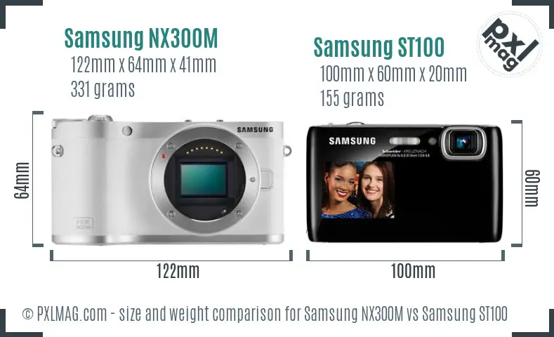 Samsung NX300M vs Samsung ST100 size comparison
