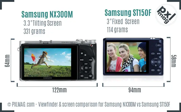 Samsung NX300M vs Samsung ST150F Screen and Viewfinder comparison