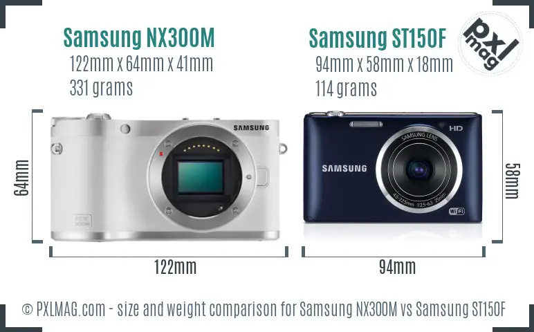 Samsung NX300M vs Samsung ST150F size comparison