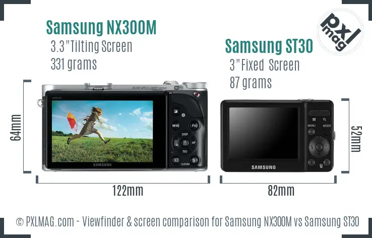 Samsung NX300M vs Samsung ST30 Screen and Viewfinder comparison