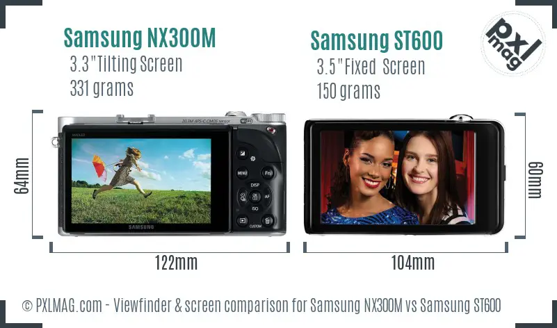 Samsung NX300M vs Samsung ST600 Screen and Viewfinder comparison