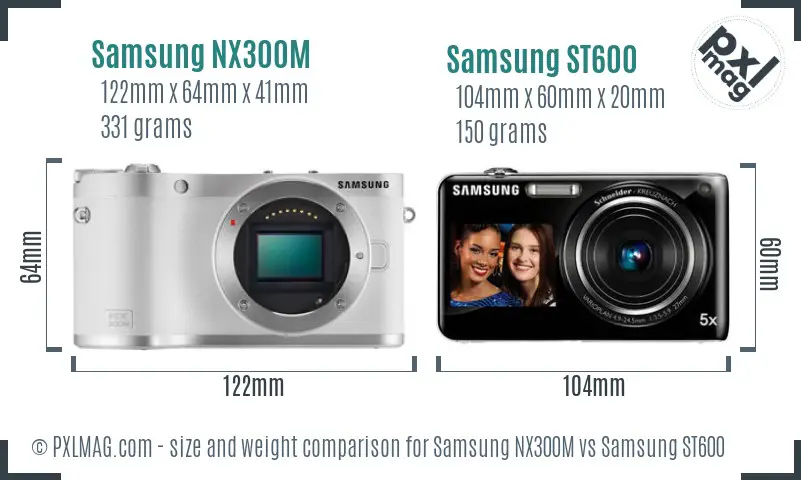 Samsung NX300M vs Samsung ST600 size comparison
