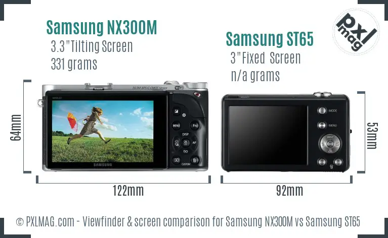 Samsung NX300M vs Samsung ST65 Screen and Viewfinder comparison