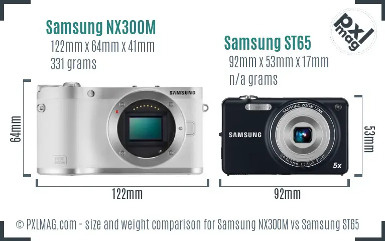 Samsung NX300M vs Samsung ST65 size comparison