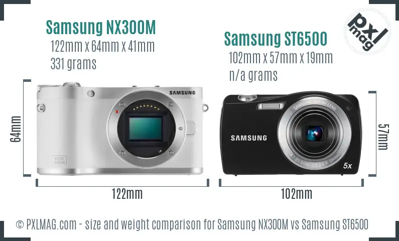Samsung NX300M vs Samsung ST6500 size comparison