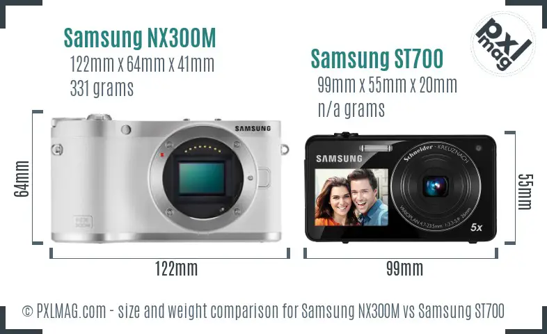 Samsung NX300M vs Samsung ST700 size comparison