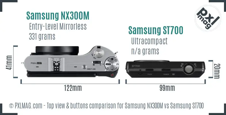 Samsung NX300M vs Samsung ST700 top view buttons comparison
