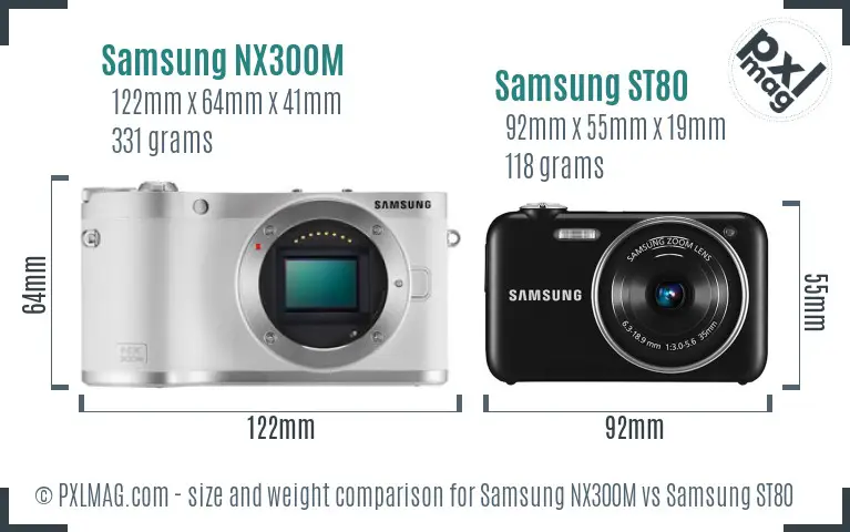 Samsung NX300M vs Samsung ST80 size comparison