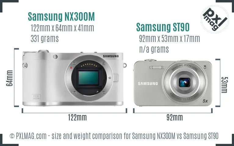 Samsung NX300M vs Samsung ST90 size comparison