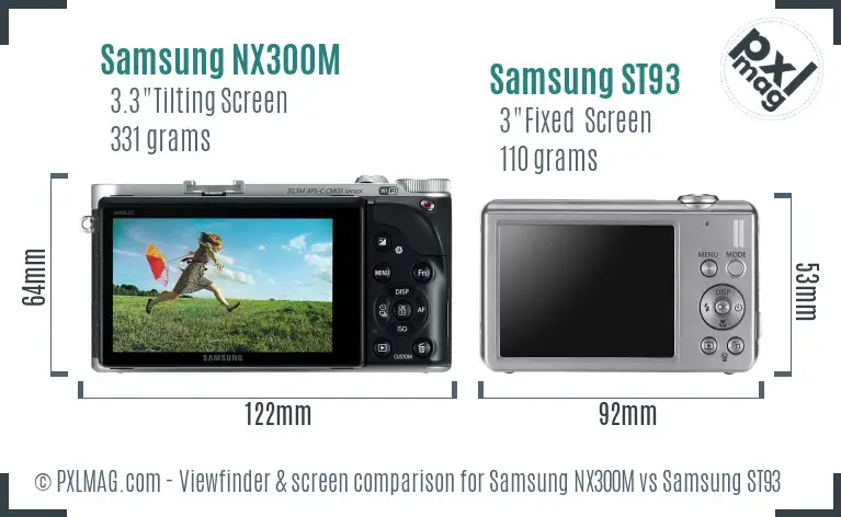 Samsung NX300M vs Samsung ST93 Screen and Viewfinder comparison