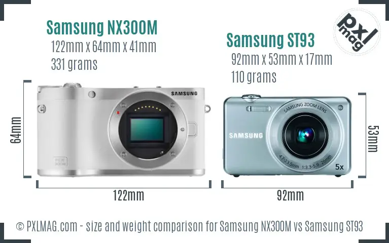 Samsung NX300M vs Samsung ST93 size comparison