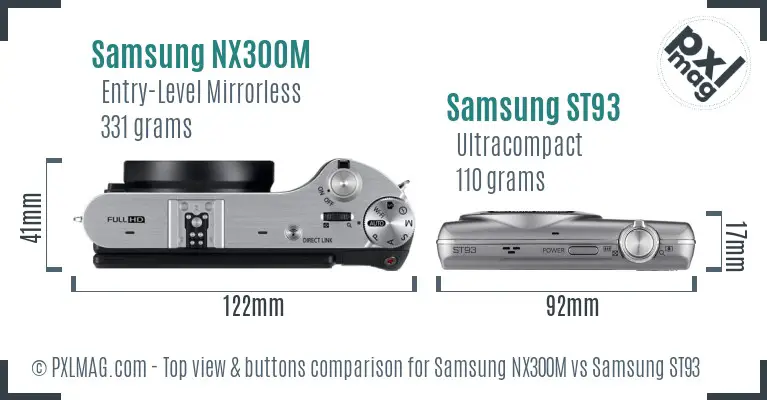 Samsung NX300M vs Samsung ST93 top view buttons comparison